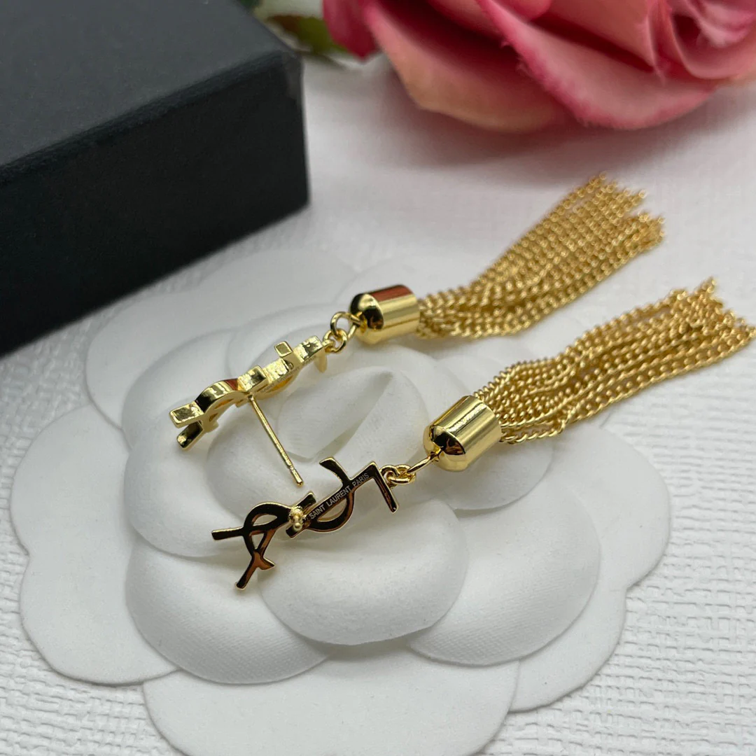 YYE005 YVES Monogram Tassel Earrings - ccjewelryacc