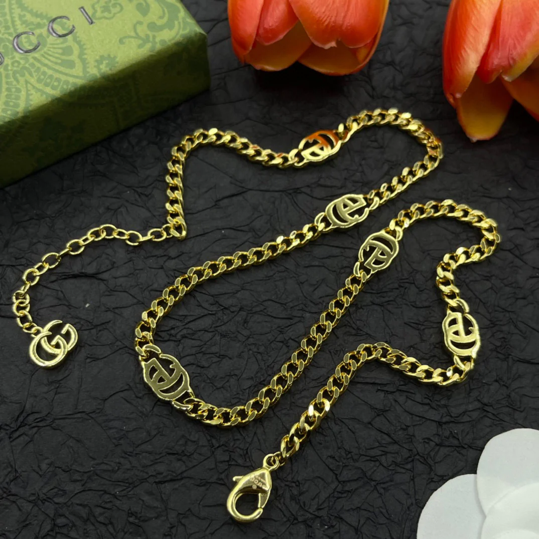 GGN024 GG Logo charms choker necklace - ccjewelryacc