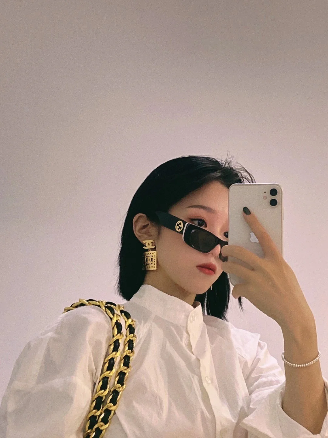 CCE229 Vintage Gold hollow out chanel label symbol drop Earring - ccjewelryacc