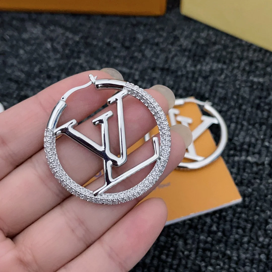 LVE007 Round hoop earrings in metal and crystal small/large - ccjewelryacc