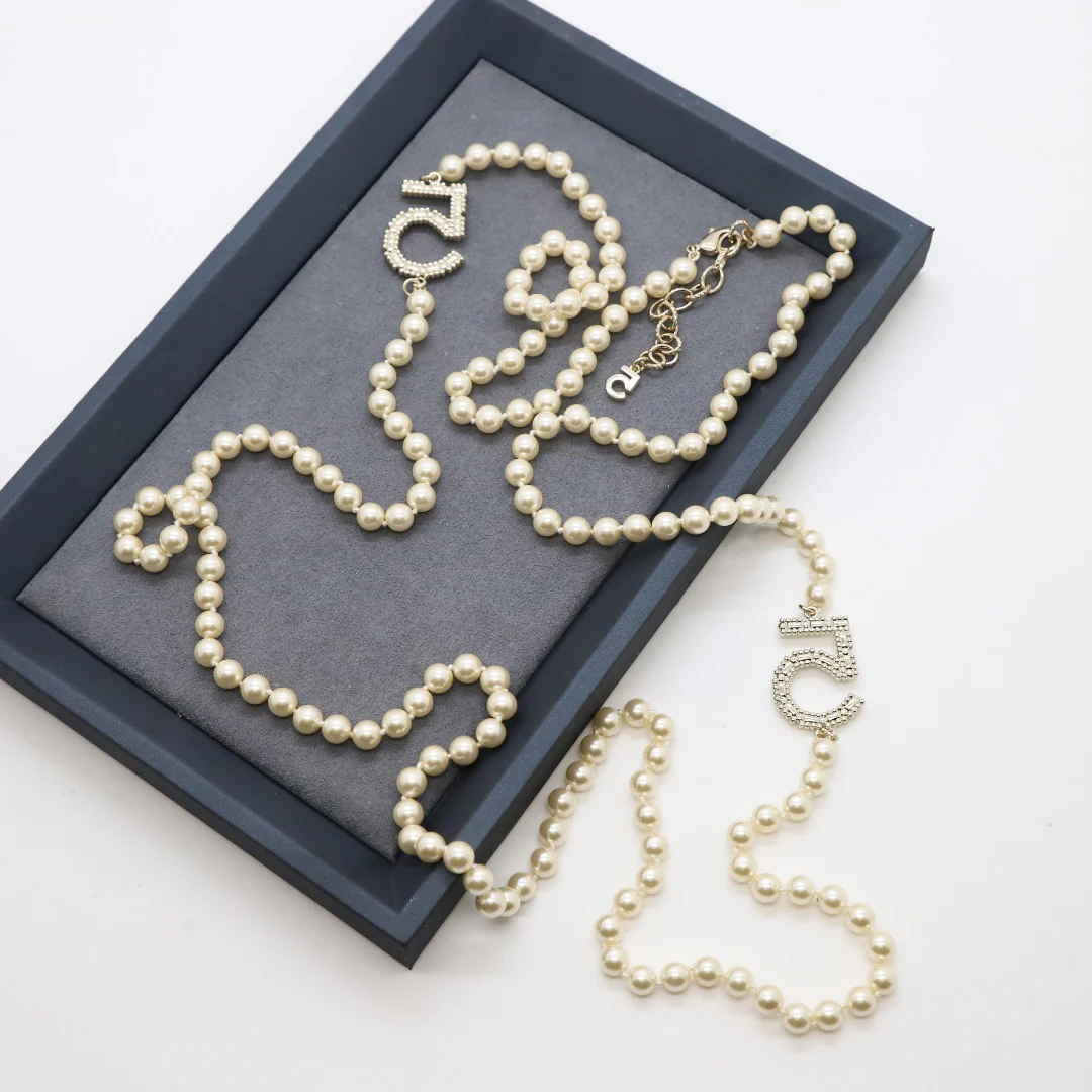 CCL008 High quality CC Pearl Long Chain Necklace Pearl sweater chain - ccjewelryacc