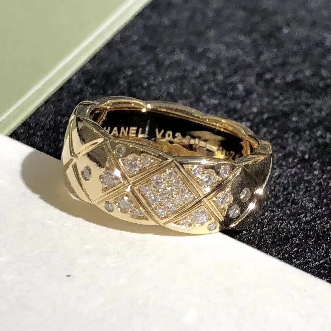 CCR8002B 7mm crush ring S925 Silver 18K Gold plating CC Ring - ccjewelryacc