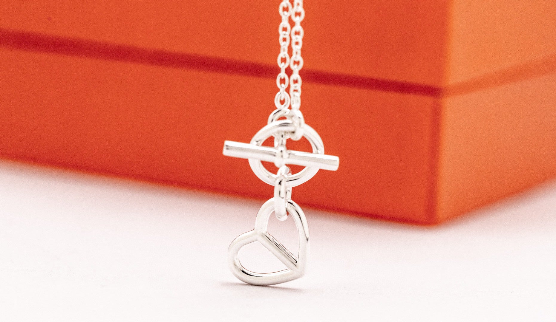 HMNS016 S925 Silver Chain D'Ancre heart pendant necklace - ccjewelryacc