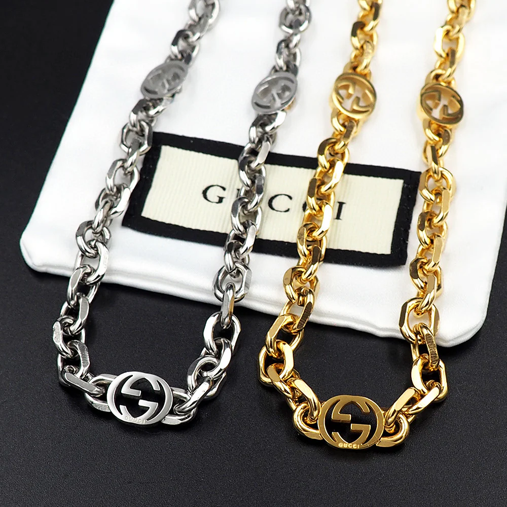 GGN034 Interlocking G Chain Necklace 5 motif - ccjewelryacc