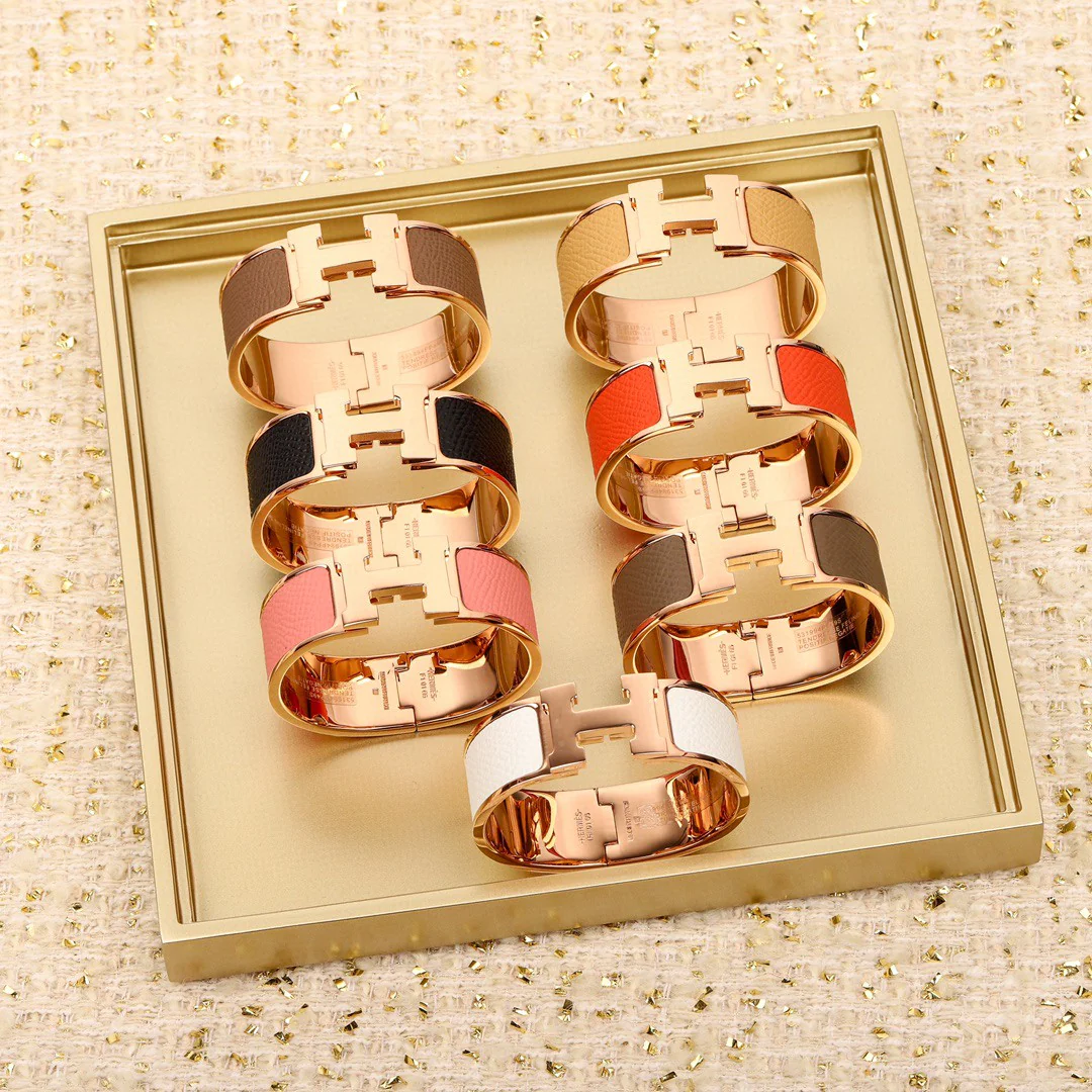 HMS012 Wide Leater H Bangle Bracelet - ccjewelryacc