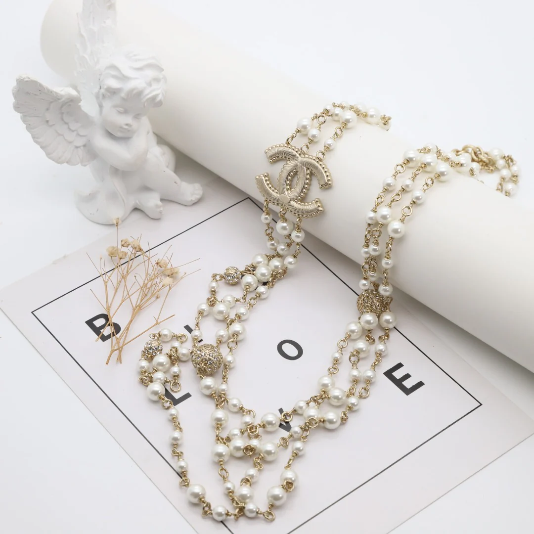 CCL035 High Quality Luxury Designer Pearl Sweater Chain - ccjewelryacc