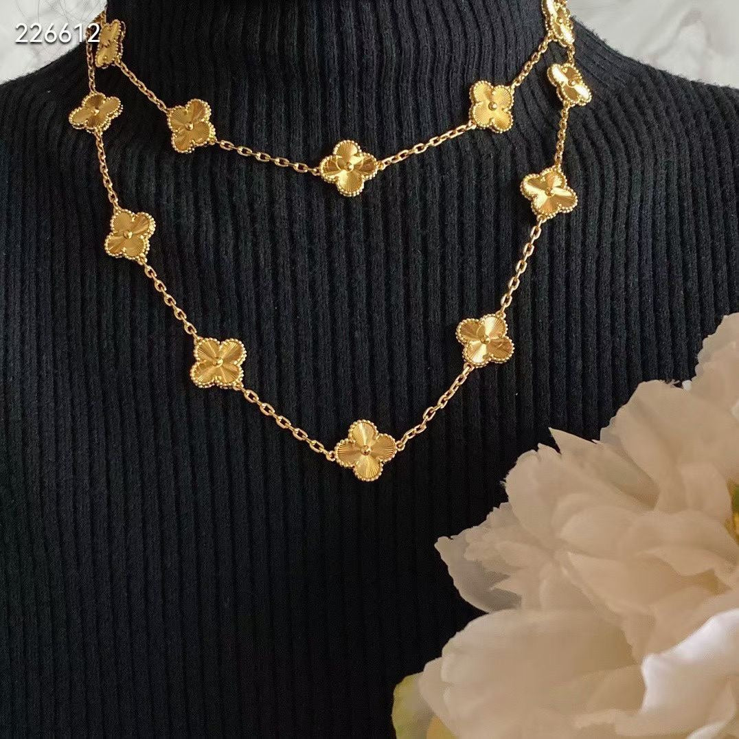 VCL011 High quality 20 clover Flower Laser Long Sweater chain for women - ccjewelryacc