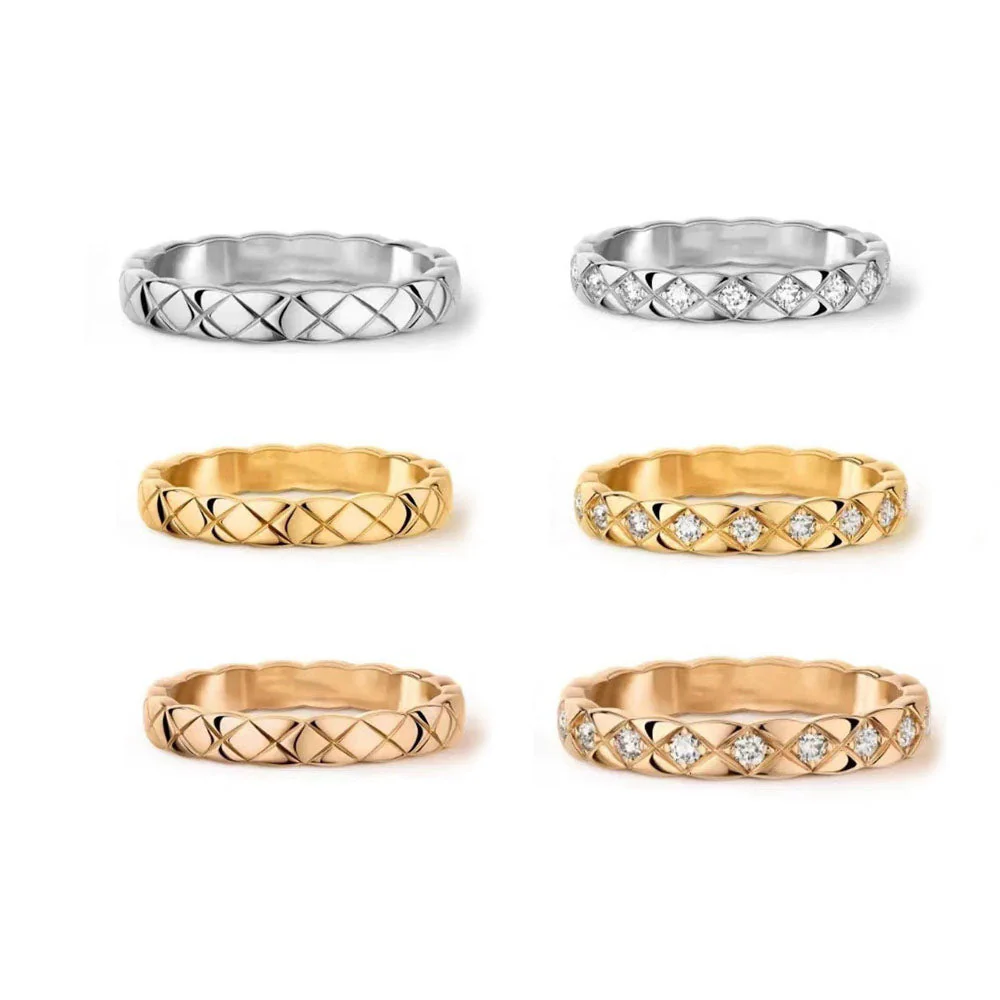CCR8001A 3.5mm COCO crush ring titanium steel Gold plating cc ring - ccfashionjewelry