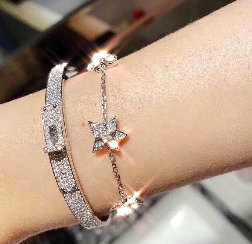 CCSS002 S925 Sterling Silver Comete Geode Bracelet cuff - ccjewelryacc