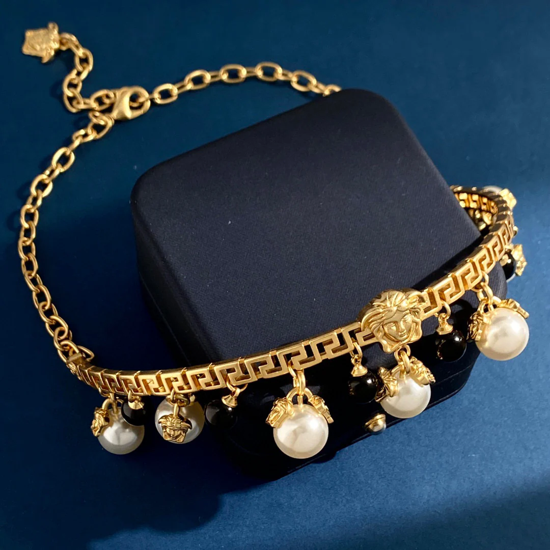 VSN016 Versace pearl choker necklace - ccjewelryacc