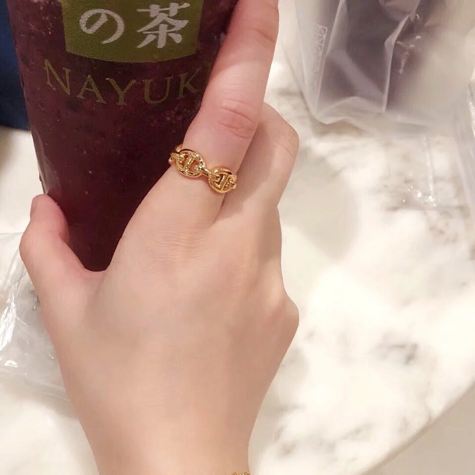 HMR013 Chaine d'ancre Enchainee ring, small model - ccjewelryacc