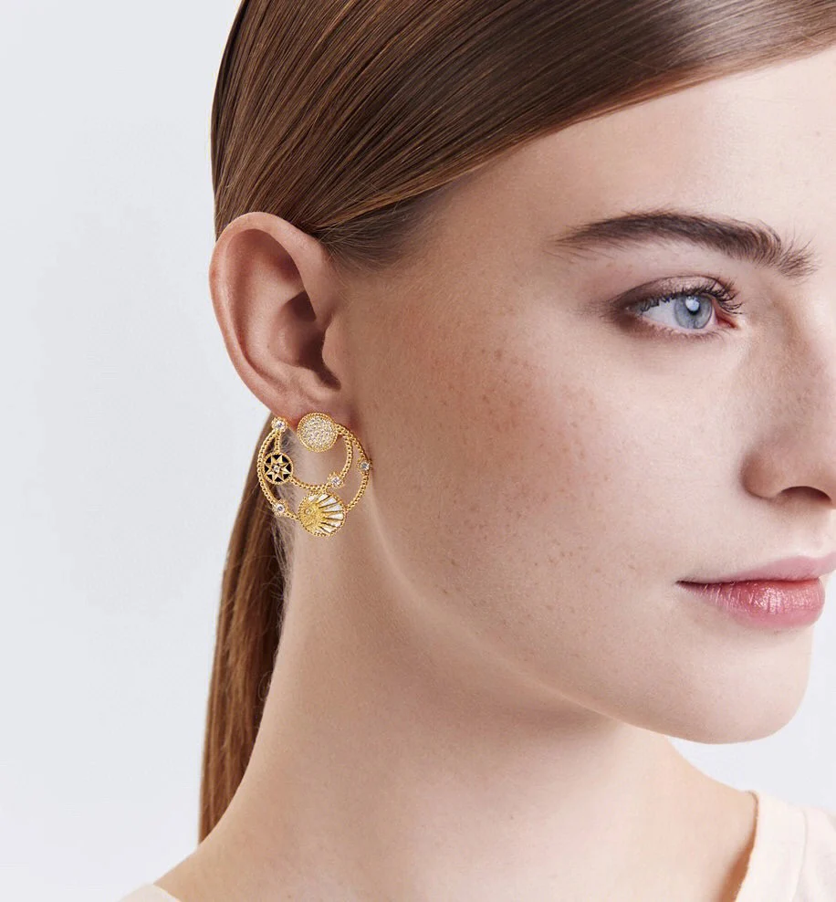CDEV005 18K Gold Dior ROSE DES VENTS earrings - ccjewelryacc