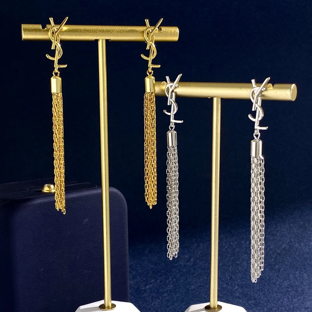 YYE005 YVES Monogram Tassel Earrings - ccjewelryacc