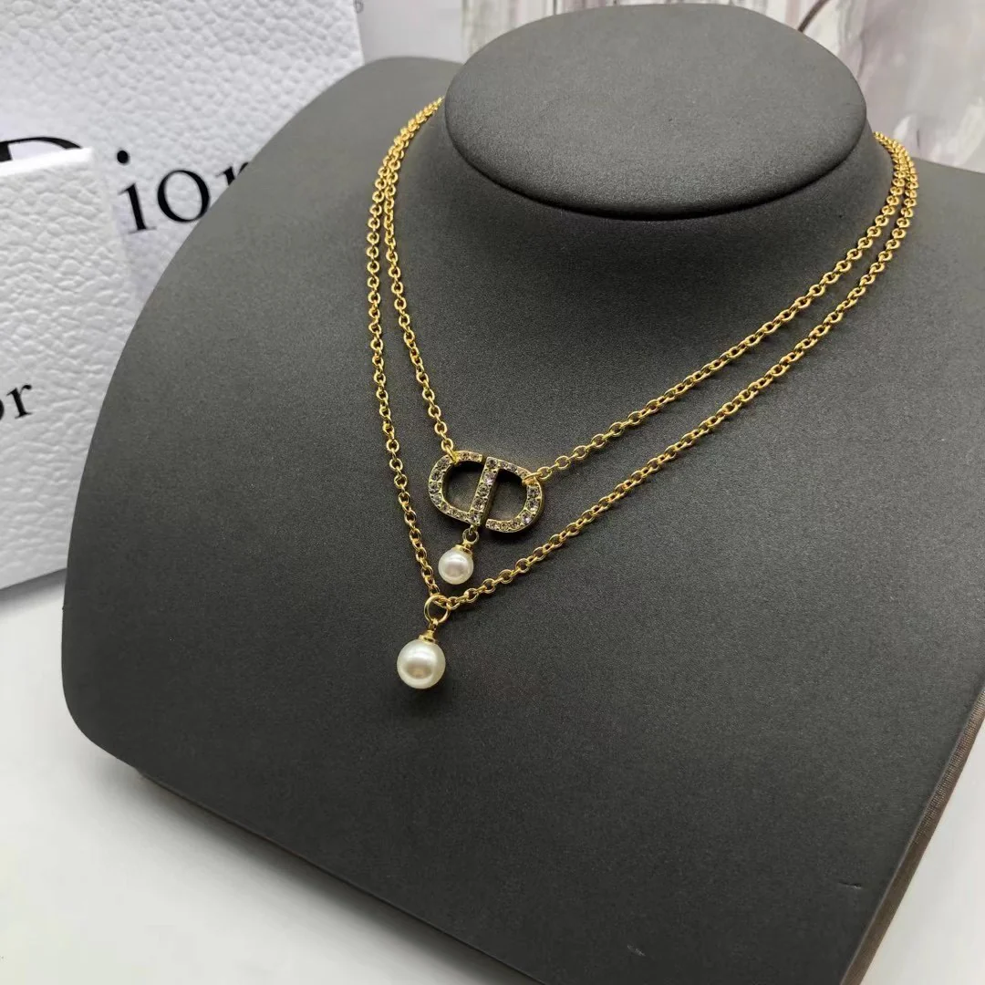 CDN182 High quality CD Double chain Pendant Necklace - ccjewelryacc