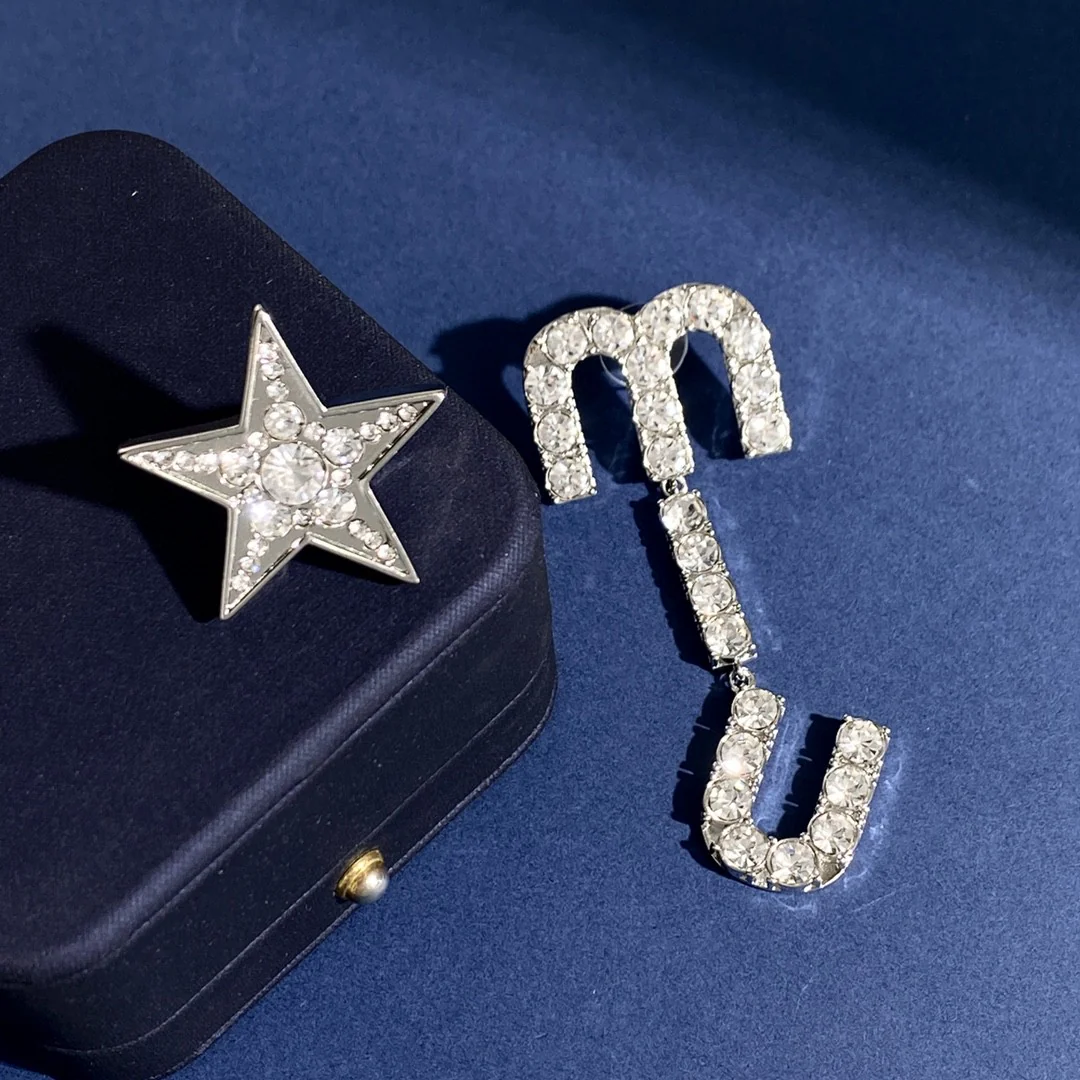 MME035 Crystal Miu and Star asymmetric Stud Earring - ccjewelryacc