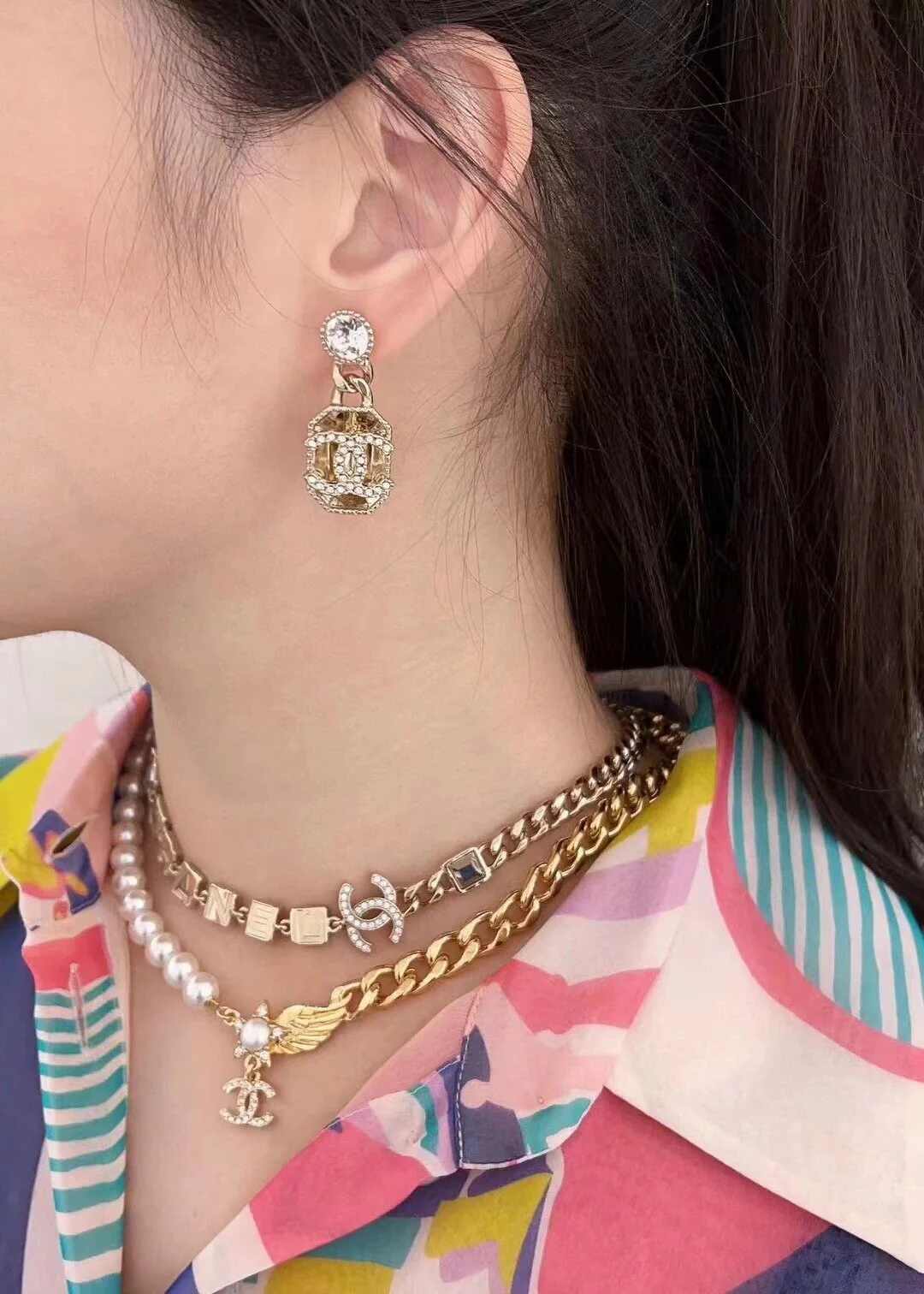 CCN069 Metal letter CC Choker Necklace - ccjewelryacc