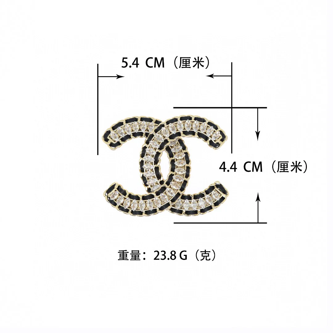 BCB036 Metal leater Rhinestone CC brooch - ccjewelryacc