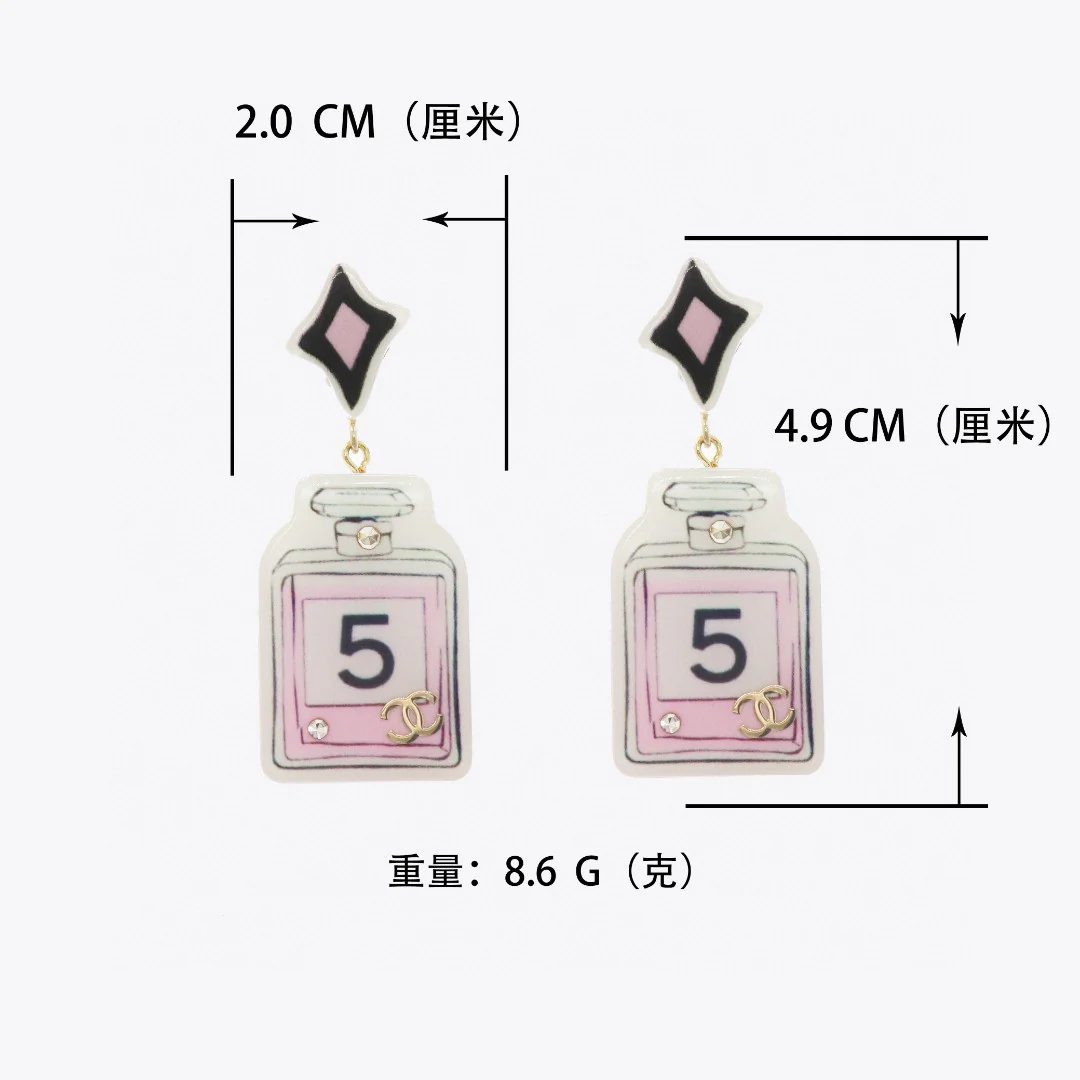 CCE321 Chanel Acrylic perfume bottle earrings - ccjewelryacc