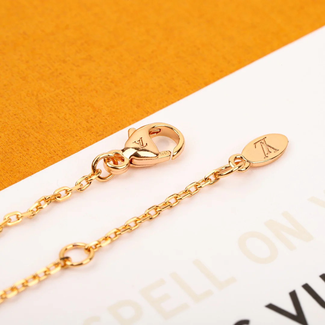 LVNS020 S925 Sterling Silver Monogram Pointed flowers Pendant Necklace - ccjewelryacc