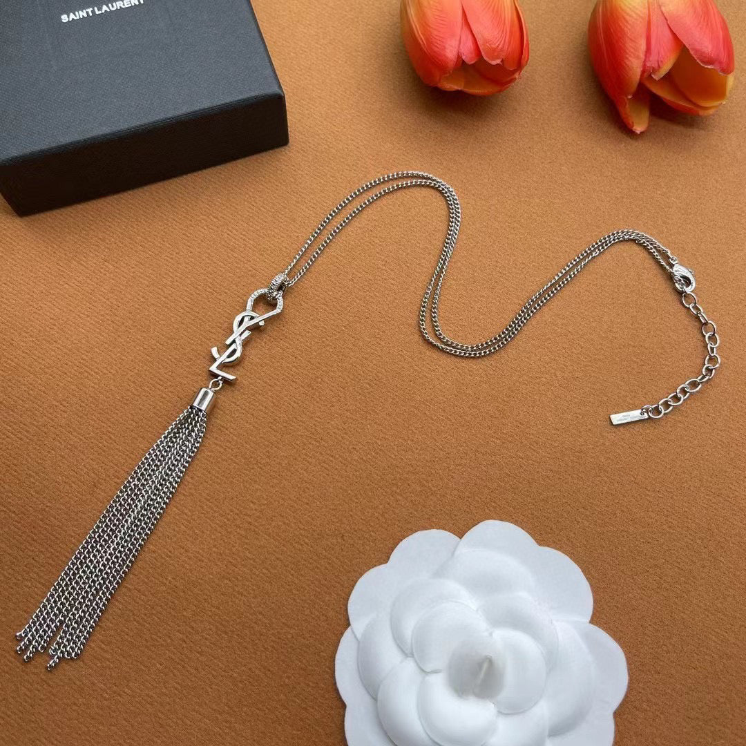 YYN003 CASSANDRE tassel necklace in metal - ccjewelryacc
