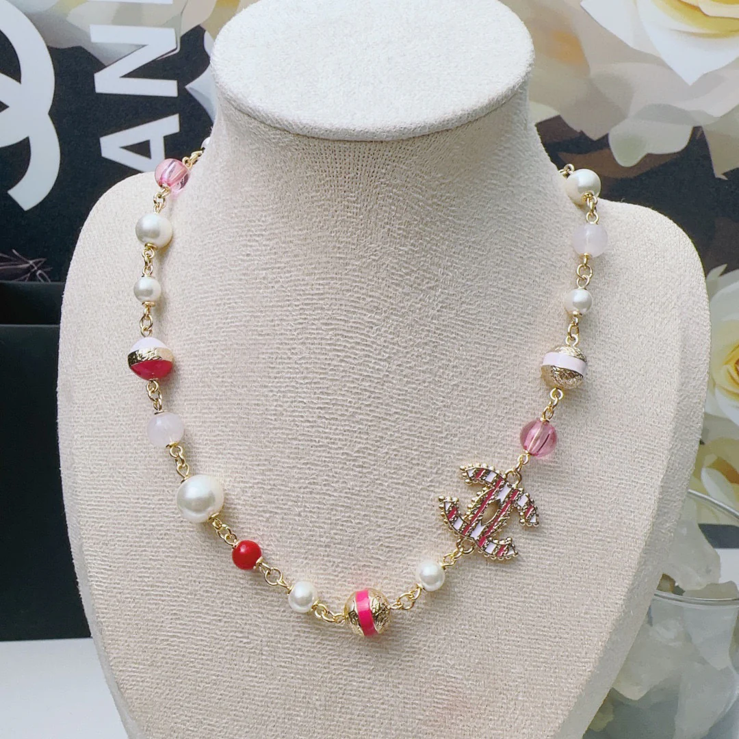 CCN257 24P CC pink pearl choker necklace - ccjewelryacc