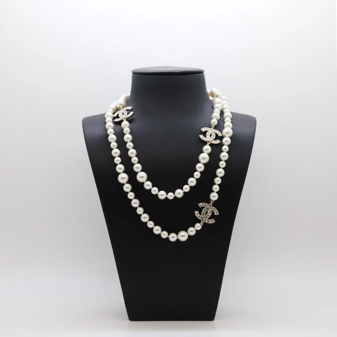 CCL010 High quality CC Pearl Long Chain Necklace Pearl sweater chain - ccjewelryacc