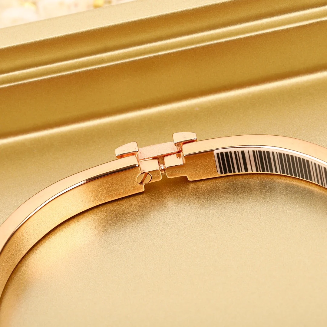 HMS013 Narrow Leater H Bangle Bracelet - ccjewelryacc