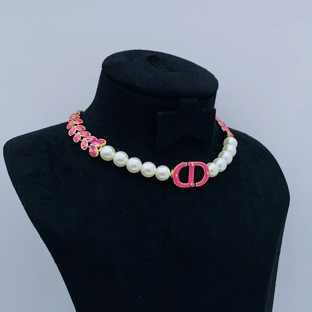 CDN145 High quality Pearl CD Choker Necklace - ccjewelryacc