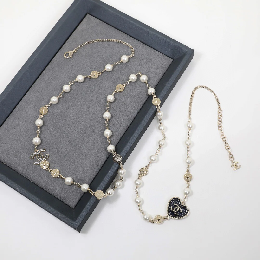 CCL331 24P Cowboy Jeans Heart CC sweater necklace CC long chain - ccjewelryacc