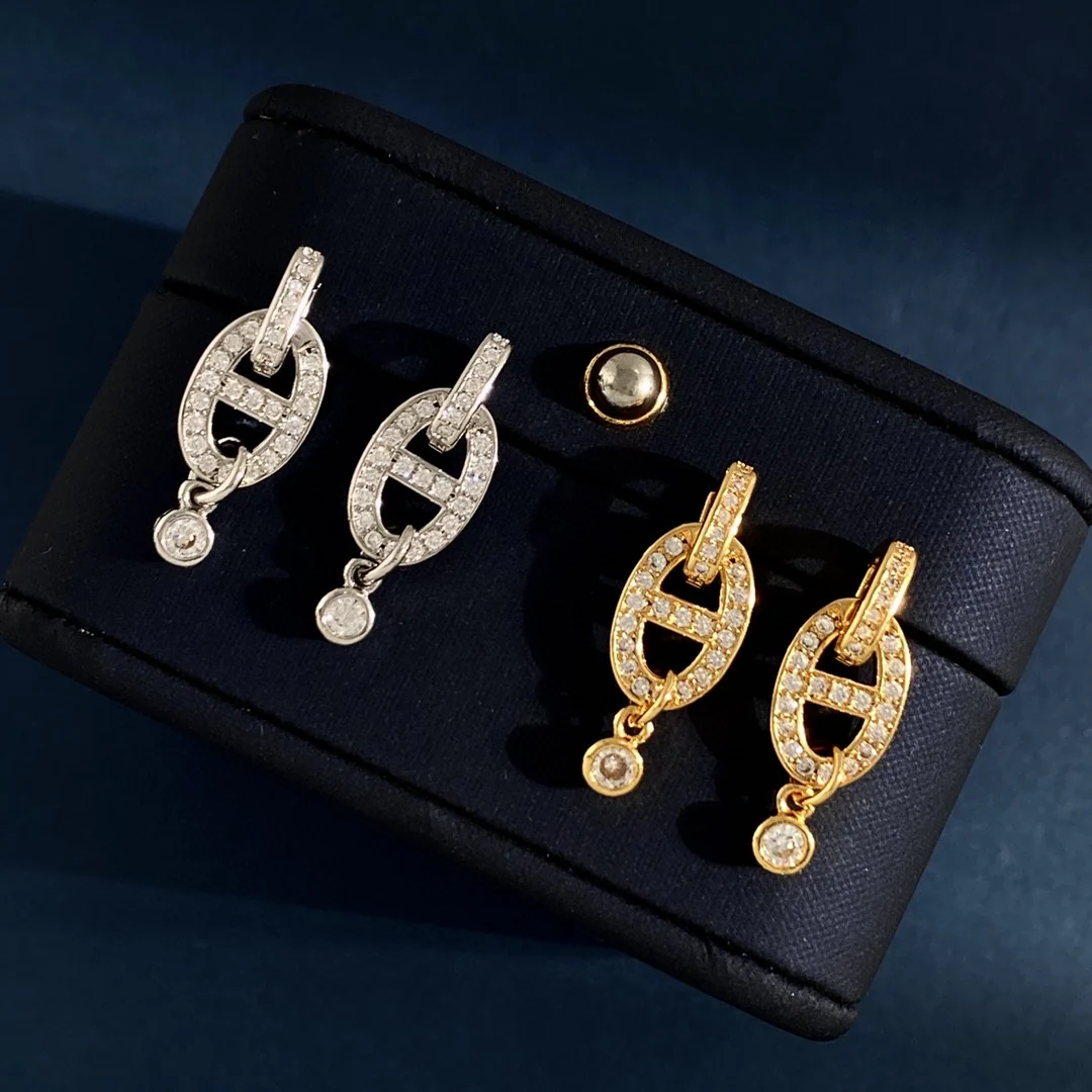 HME008  PM Chaine D'Ancre Enchainee Earrings - ccjewelryacc