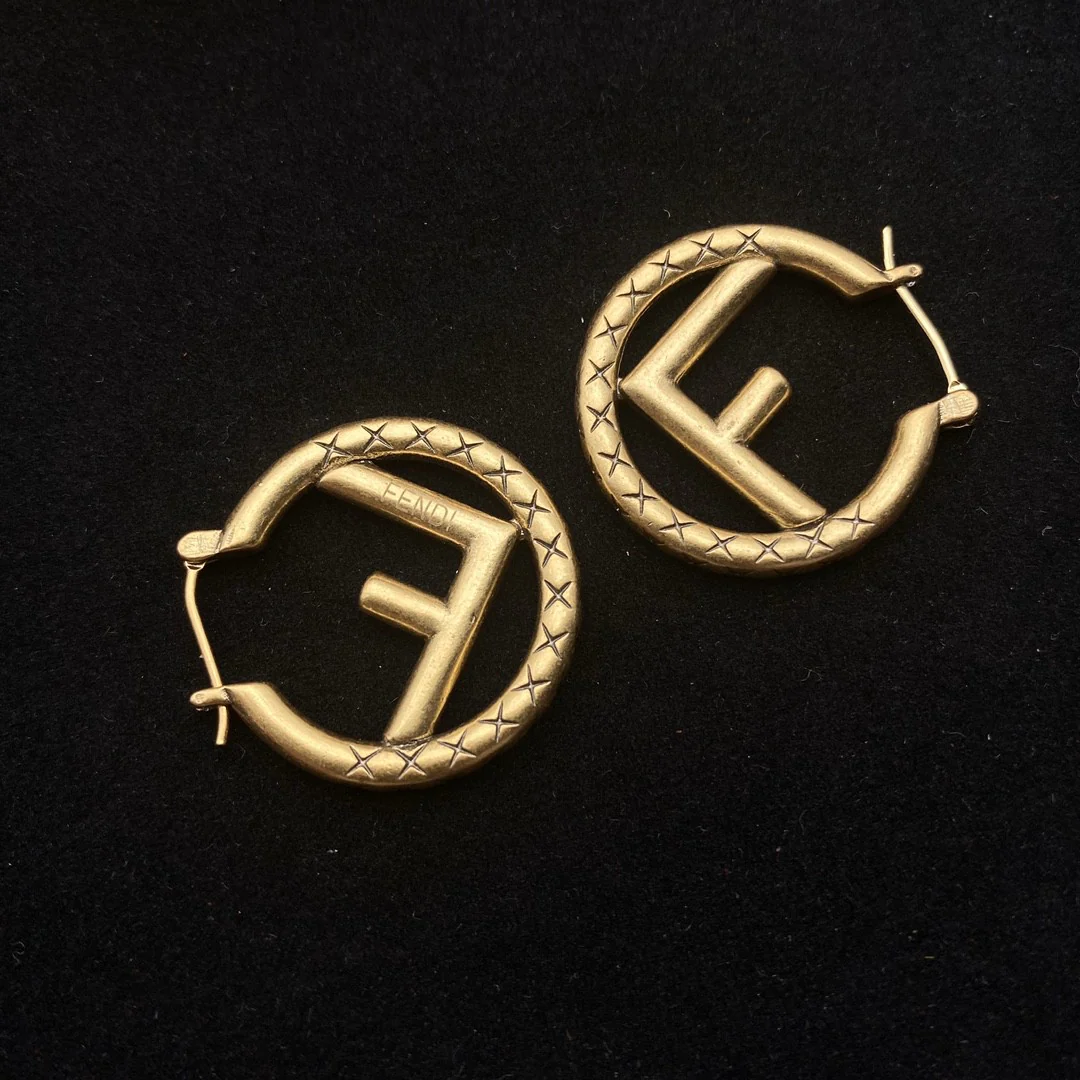 FDE004 F Is Fendi earrings in gold finish of metal - ccjewelryacc