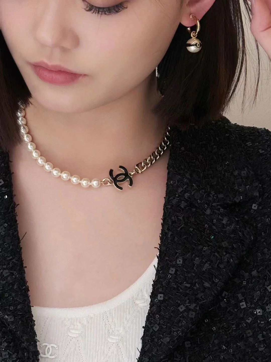 CCN020 CC Pearl Choker Necklace - ccjewelryacc