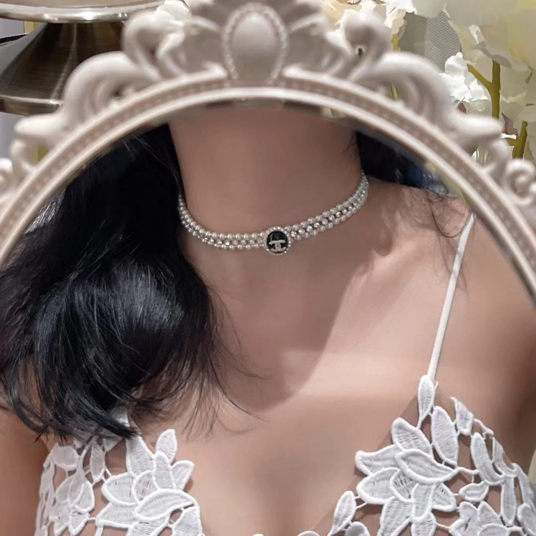 CCN034 Chanel Double Pearl choker Necklace - ccjewelryacc