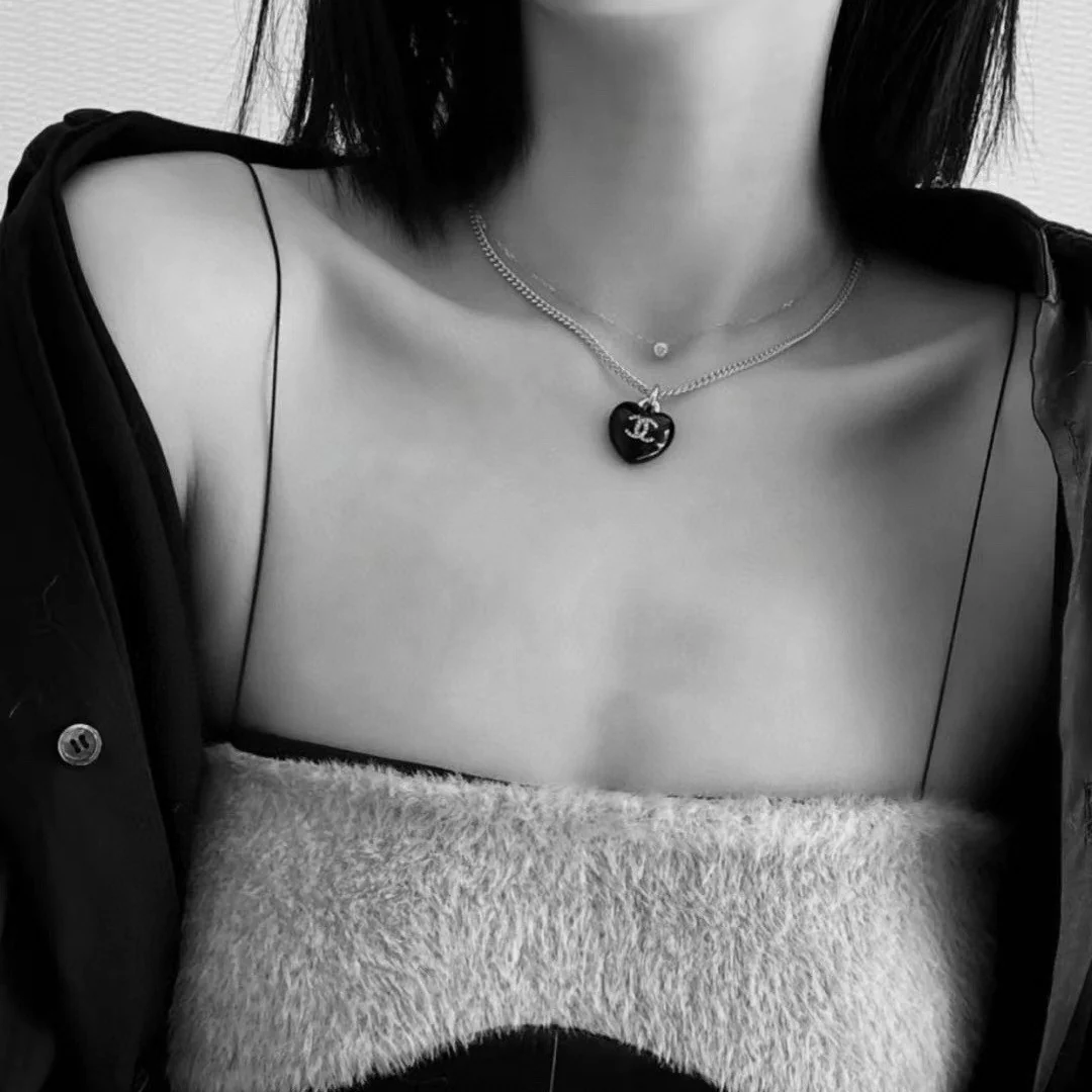 CCN006 CC Black Heart Necklace - ccjewelryacc