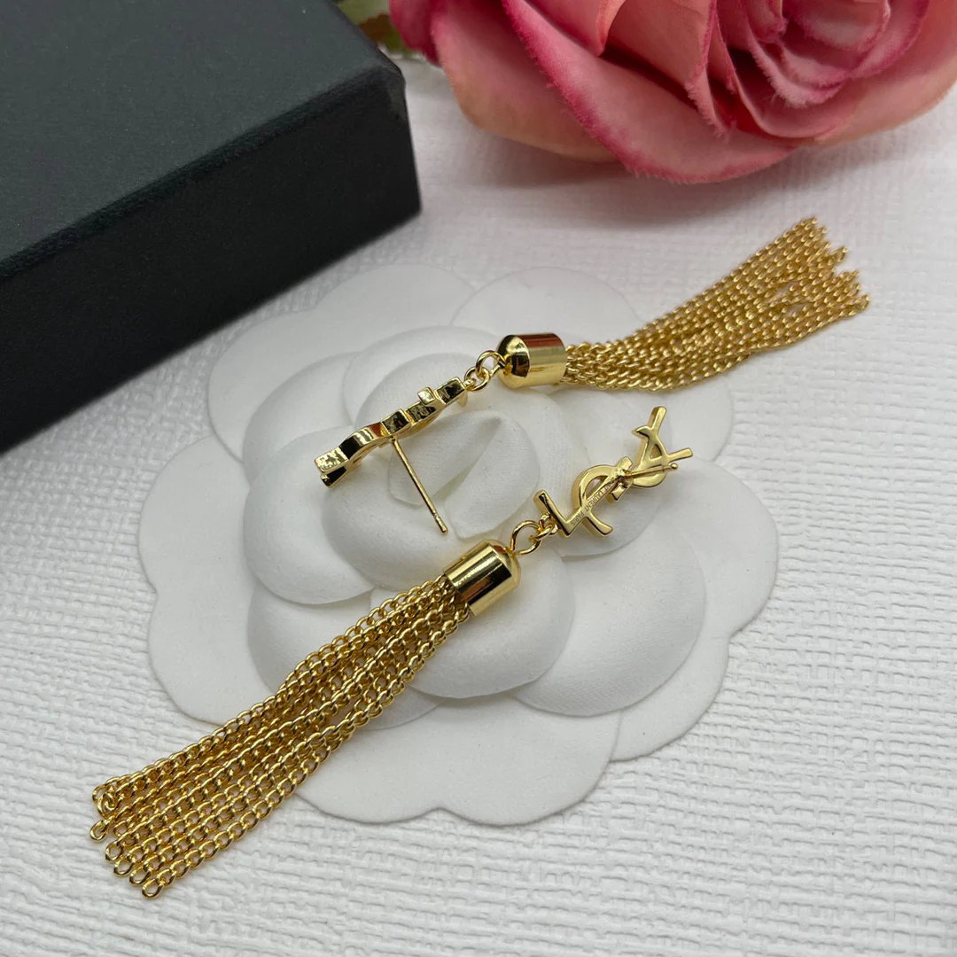 YYE005 YVES Monogram Tassel Earrings - ccjewelryacc