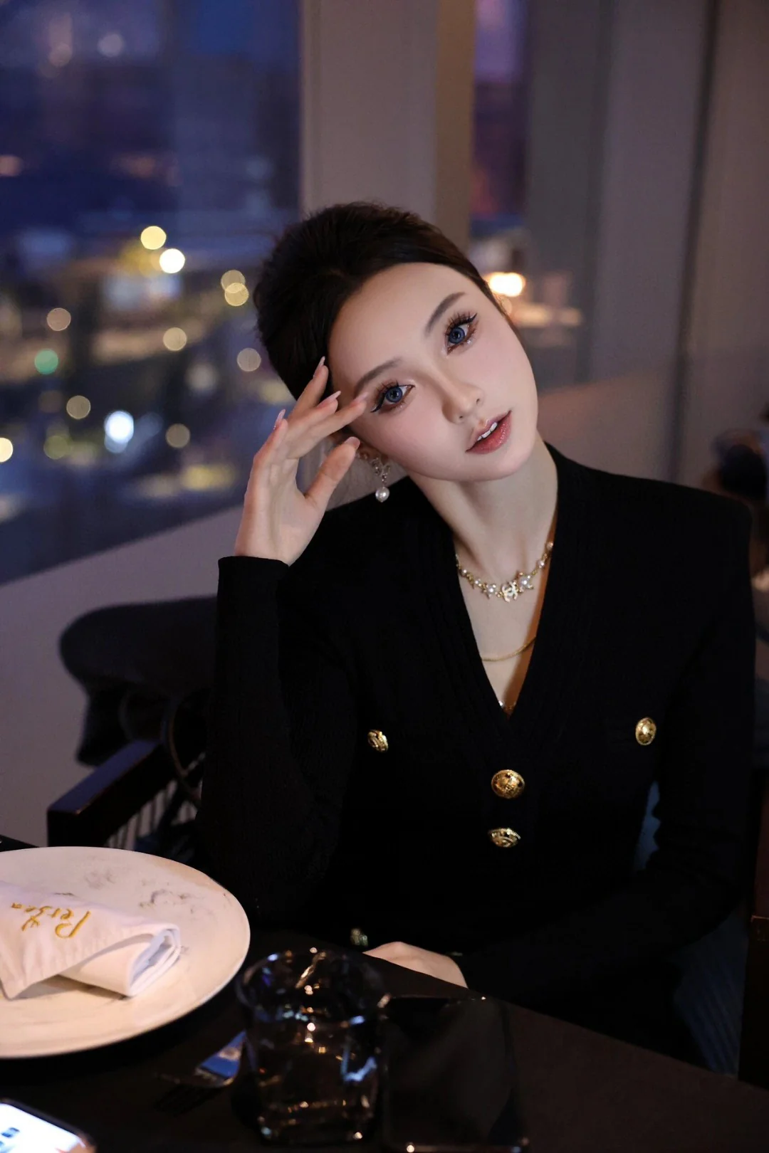 CCL046 Metal Long Chain with Cometa Star Pearls Sweater necklace - ccjewelryacc