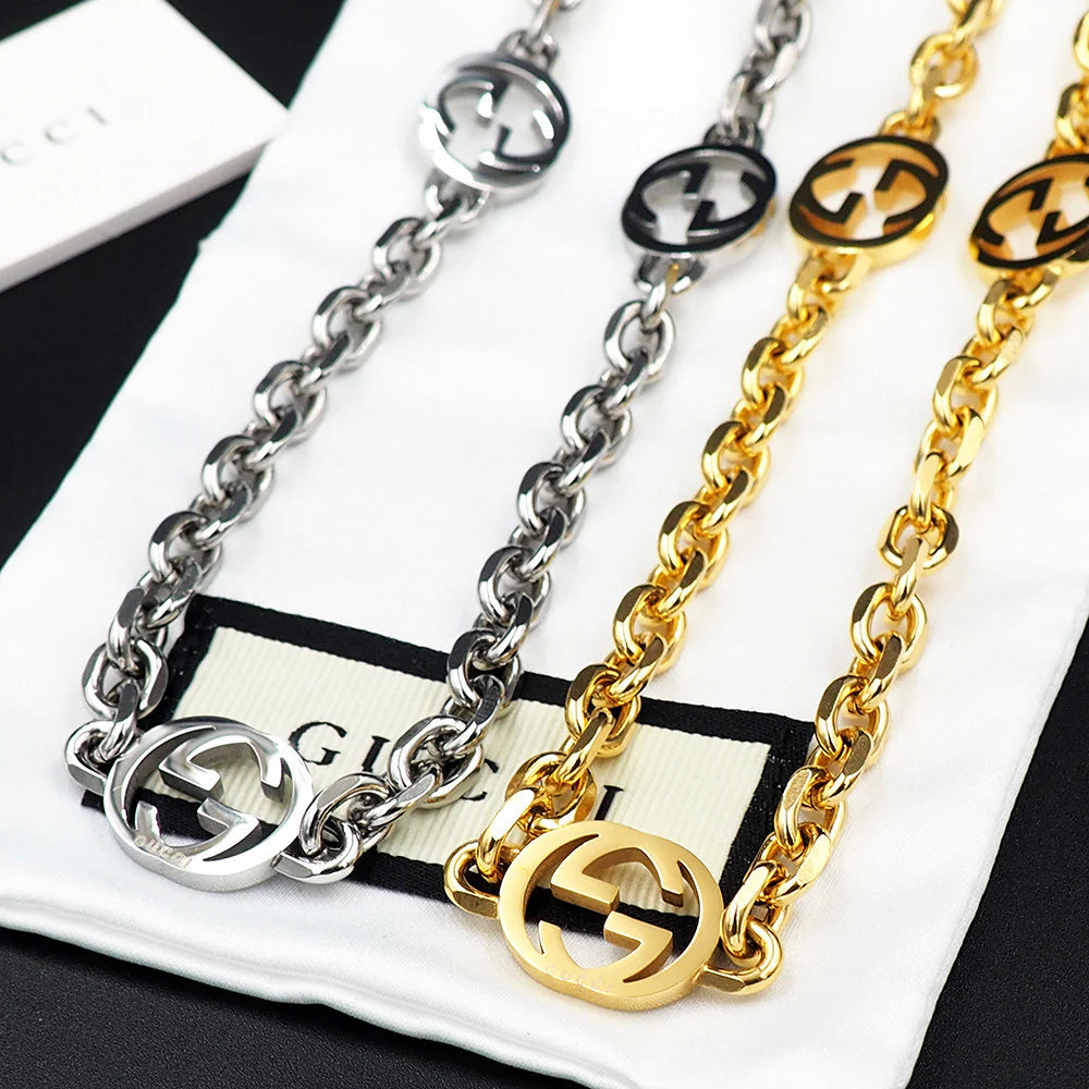 GGN033 Interlocking GG Chain Necklace 3 motif - ccjewelryacc