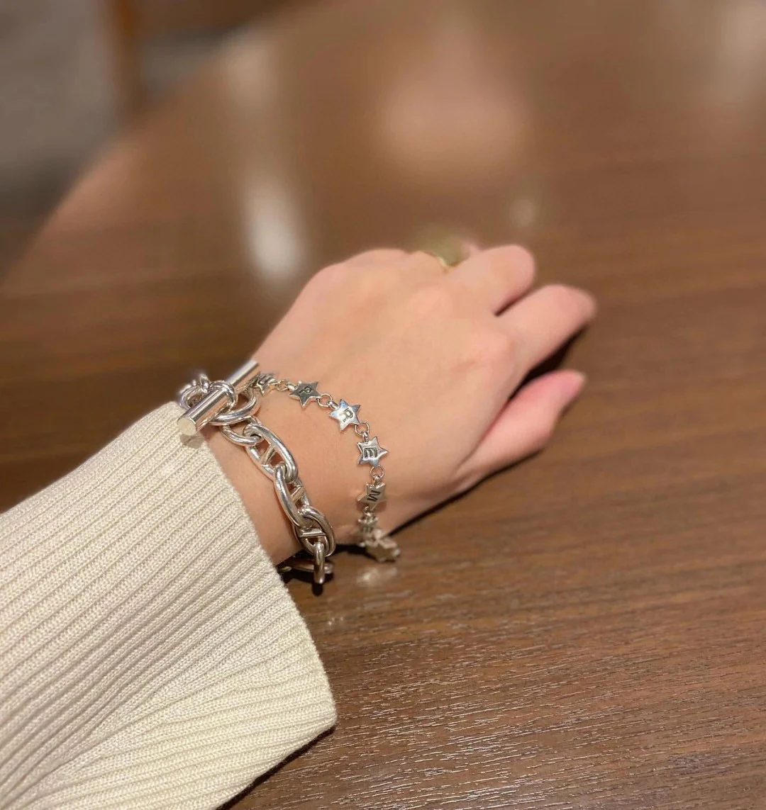 HMSS008 S925 Sterling Sliver Chaine d'ancre bracelet, large model - ccjewelryacc