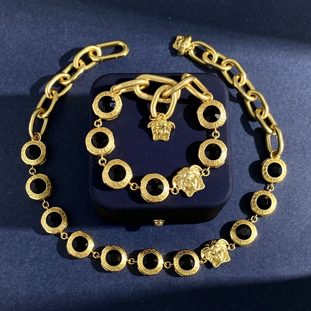 VSN025 Versace diamond tennis choker necklace and bracelet - ccjewelryacc