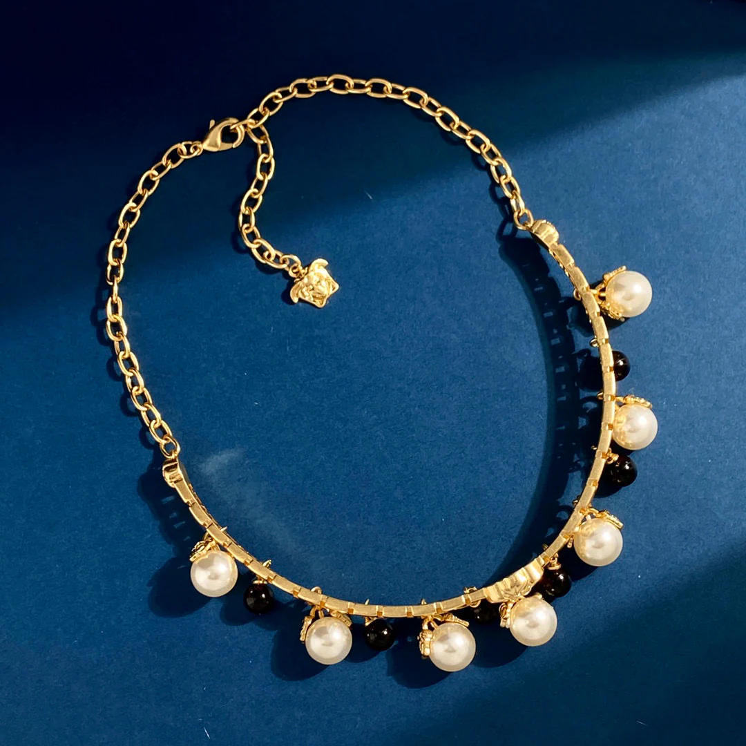 VSN016 Versace pearl choker necklace - ccjewelryacc