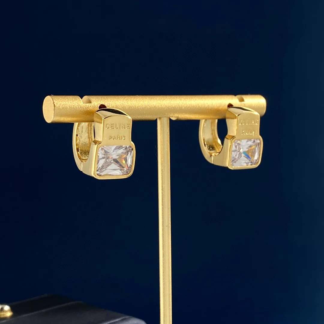 CLE024 Triomphe hook earring in metal and zircon - ccjewelryacc