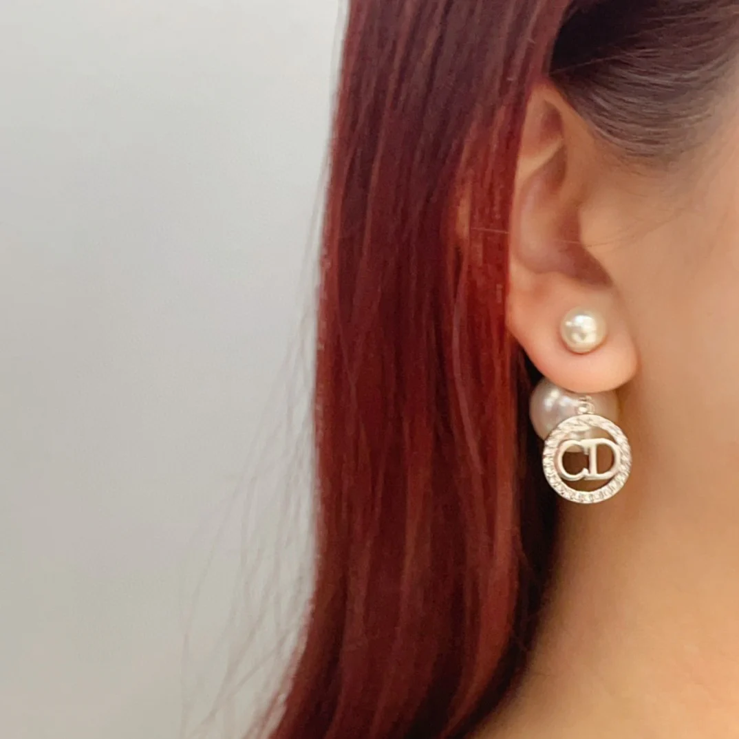 CDE033 Dior Tribales earrings with pearls and crystal for women - ccjewelryacc