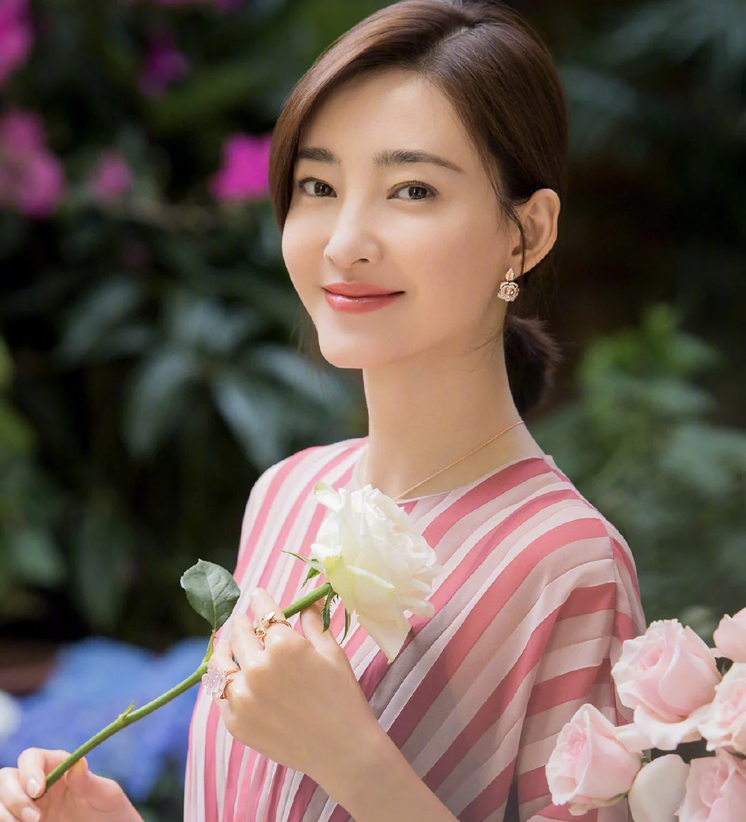 CDEV003 18k White /Rose gold diamond Rose Flower Dior Bagatelle Earrings - ccjewelryacc