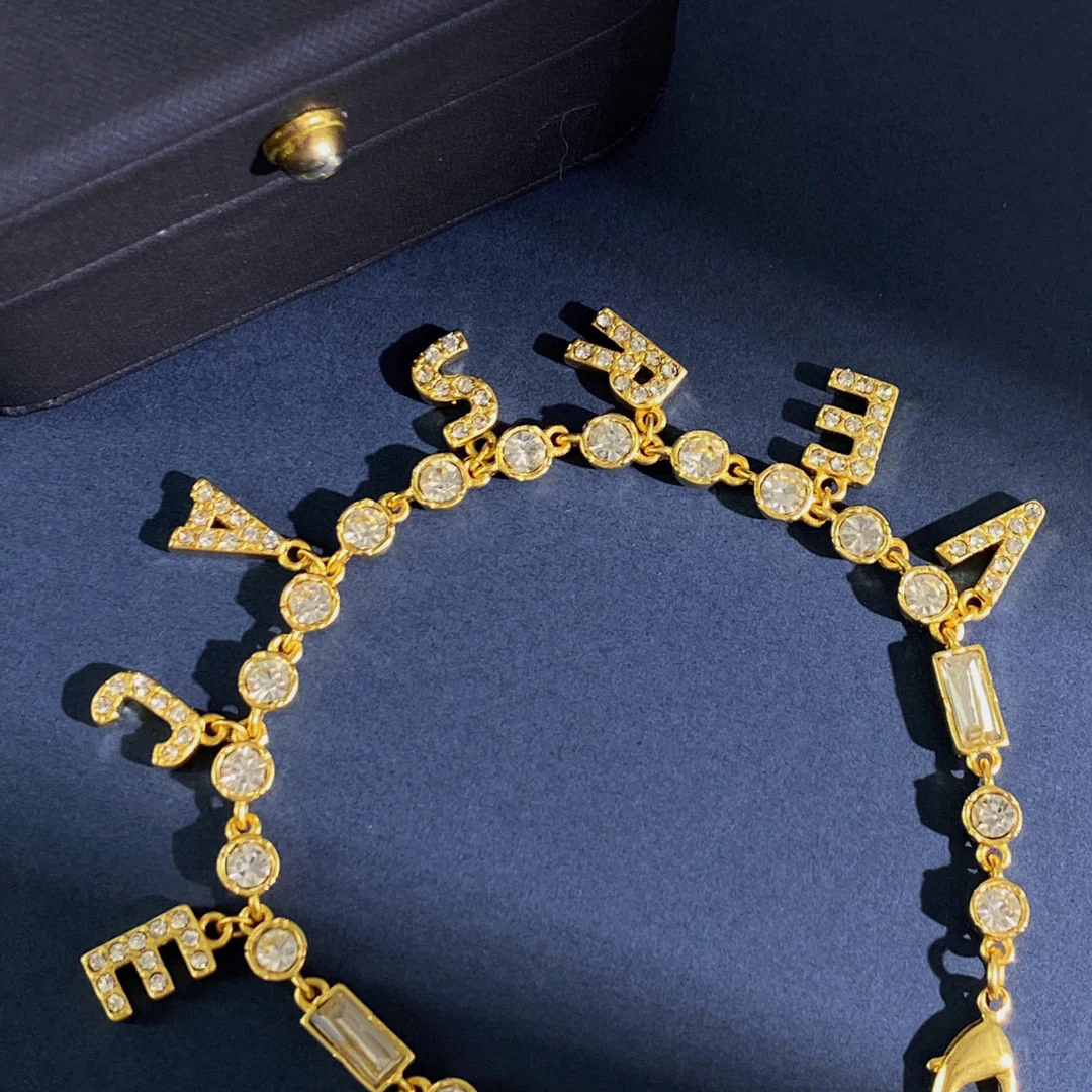 VSS007 Versace letters charm bracelet and necklace - ccjewelryacc