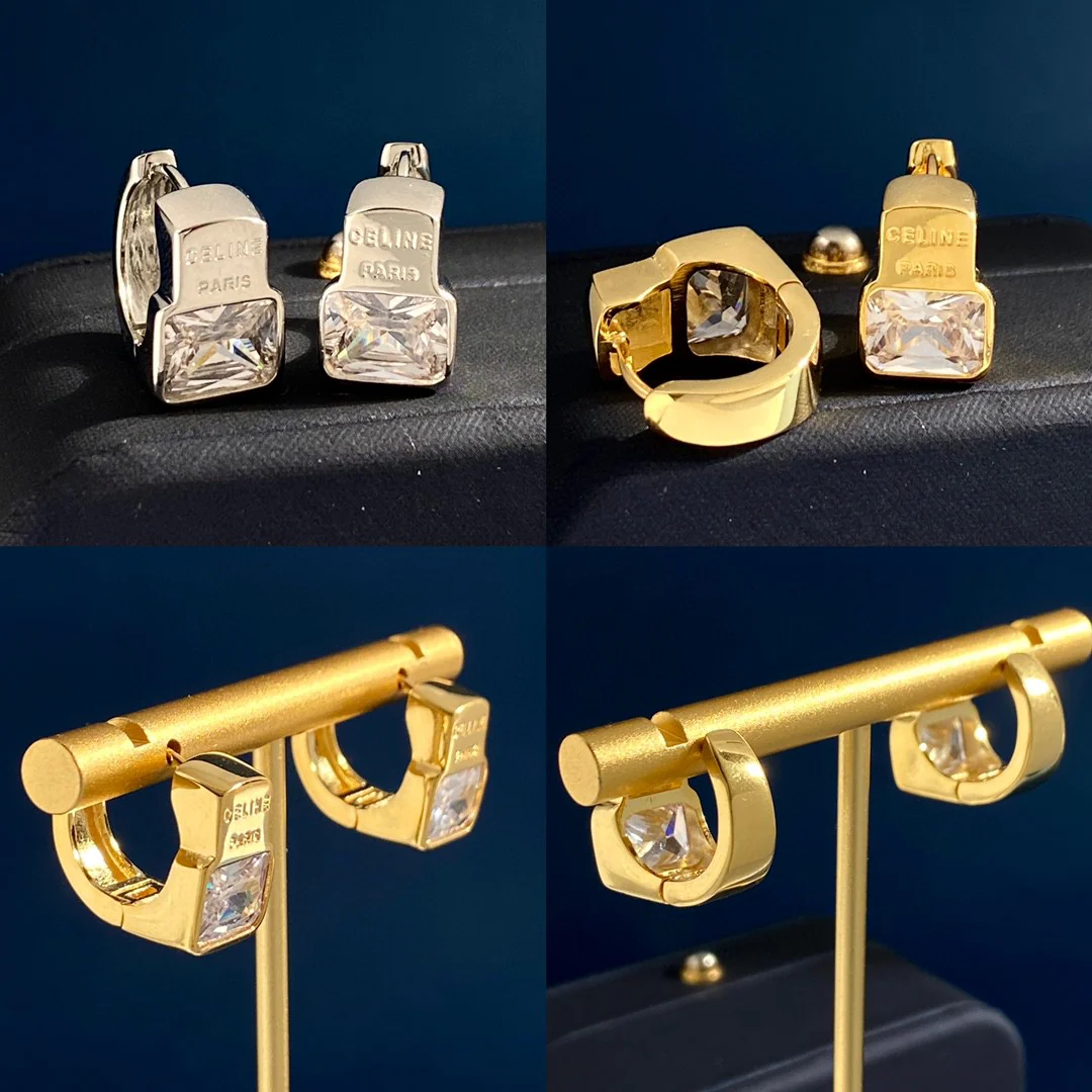 CLE024 Triomphe hook earring in metal and zircon - ccjewelryacc