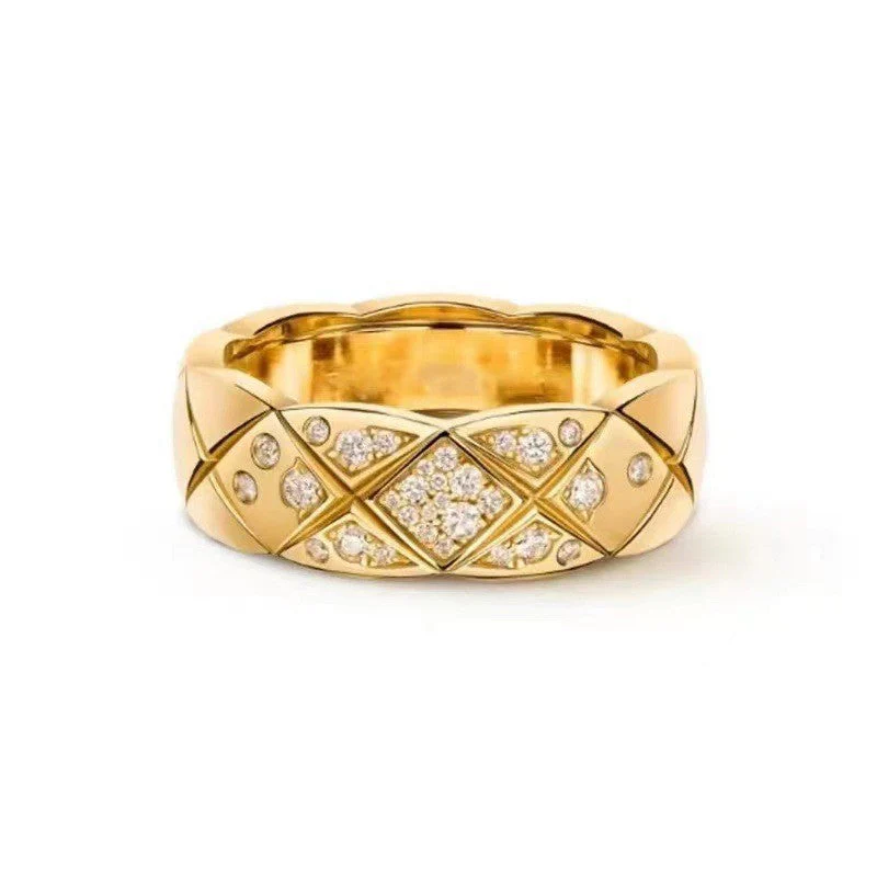 CCR8002B 7mm crush ring S925 Silver 18K Gold plating CC Ring - ccjewelryacc