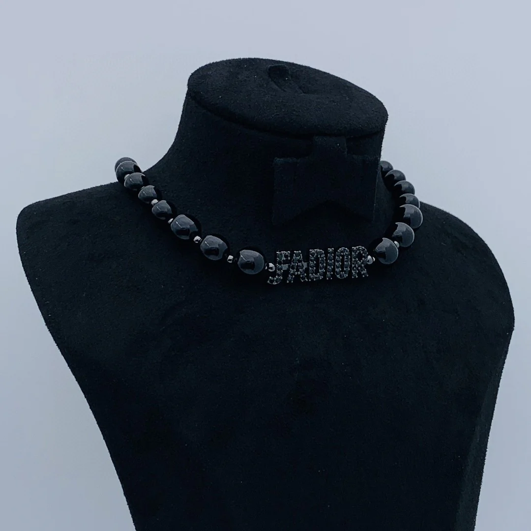 CDN110 High Quality CD Choker Necklace White Black Pearl - ccjewelryacc