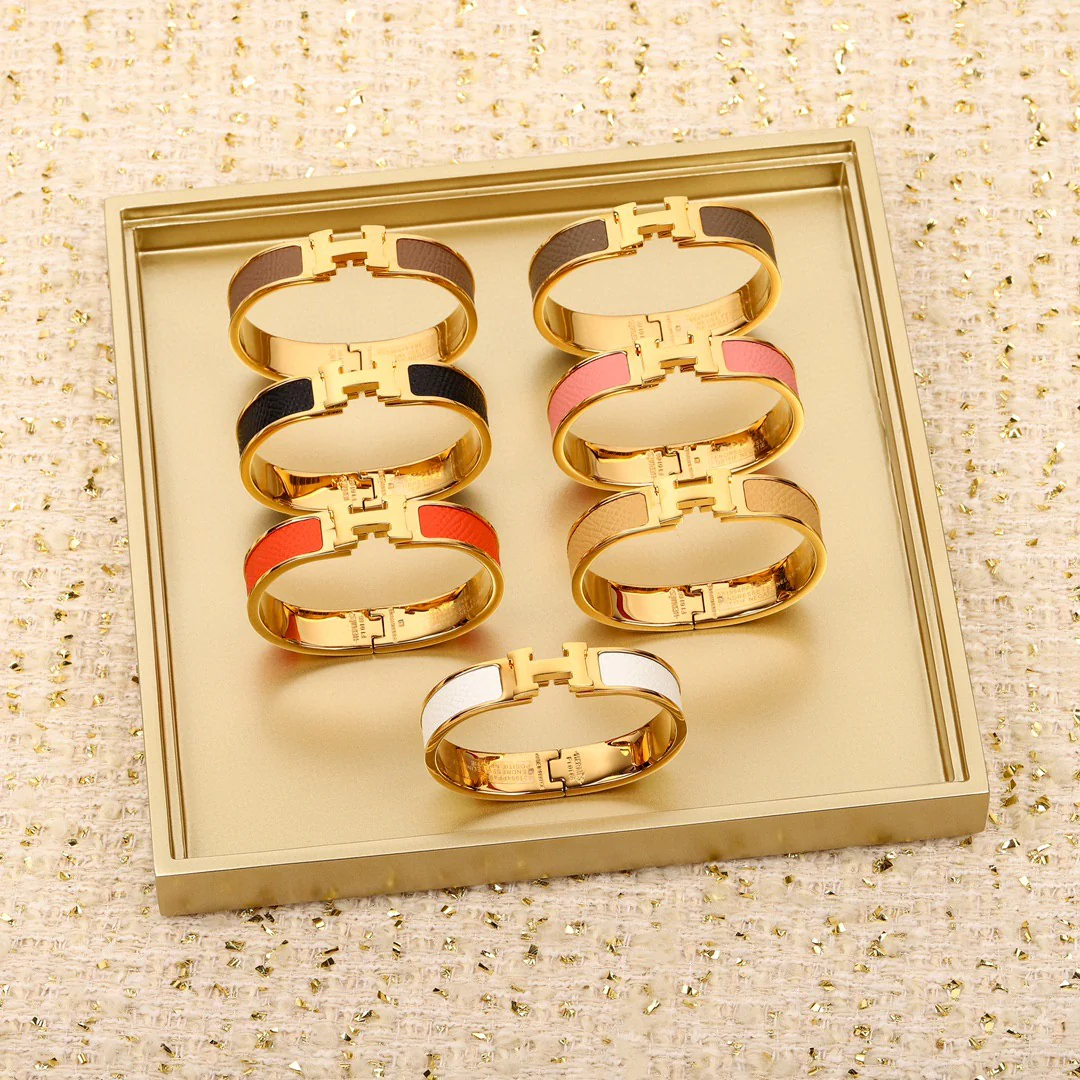 HMS011  leater Clic H Bangle Bracelet Middle - ccjewelryacc