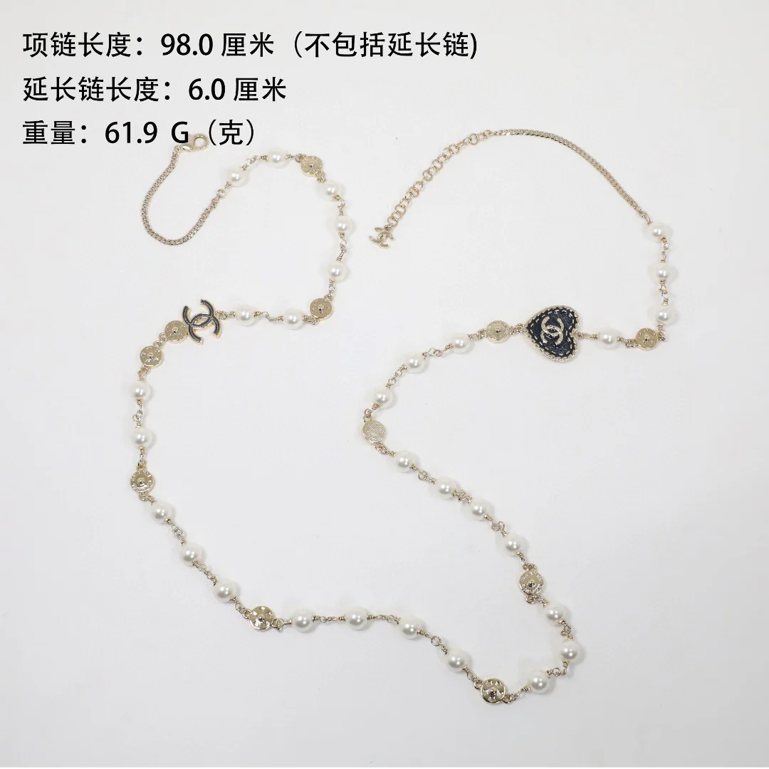 CCL331 24P Cowboy Jeans Heart CC sweater necklace CC long chain - ccjewelryacc