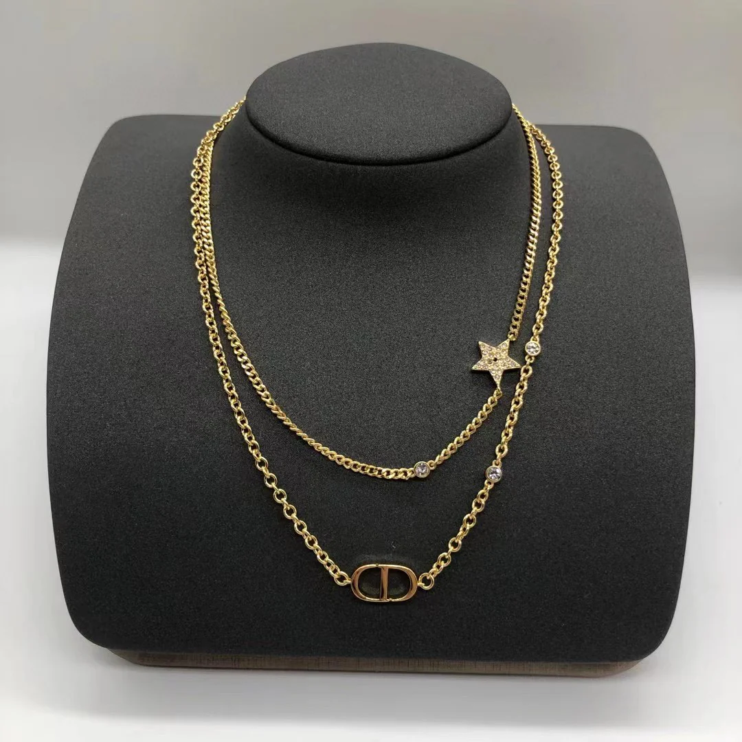 CDN027 CD star double chain choker Necklace - ccjewelryacc